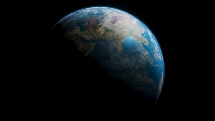 Wall Mural - 70 seconds of Beautiful Planet Earth rotating on a Black Background in a Loop
