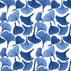 Naklejka na meble Ginkgo biloba leaf elegant fashion seamless pattern