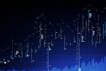 Wall Mural - futuristic trading and graph interface over blue background. concept of stock market. 3d rendering t