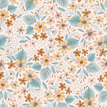 Floral Seamless Pattern. Watercolor Small Flowers Background In Pastel Colors. Print For Textile, Home Decor, Wallpaper, Gift Wrap.