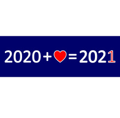 Happy New Year 2021 background of love with a mathematical equation