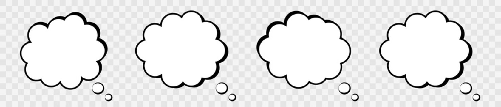 Blank retro comic speech bubble. Set clouds isolated on gray background. Vector design elements for your project, eps10.