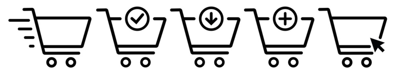 Poster - shopping cart icons set. trolley symbol. flat shopping web element isolated on white background. onl
