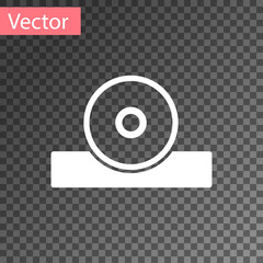 Sticker - White Otolaryngological head reflector icon isolated on transparent background. Equipment for inspection the patients ear, throat and nose. Vector.