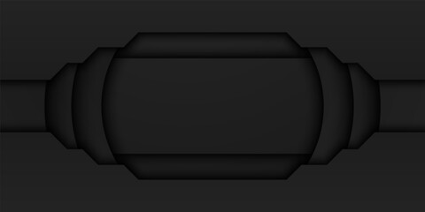 Wall Mural - abstract black frame background, circular overlap layer with rectangle inside, circle shape, dark mi