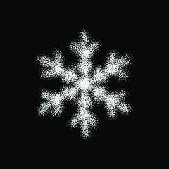 Poster - Glitter snowflake on black background for decorative design. Merry Christmas. Abstract glitter snowflake. Xmas celebration. Holiday texture. Template celebration. Christmas banner. Design element.
