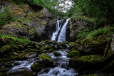 Fototapeta Łazienka - Double waterfall in a forest