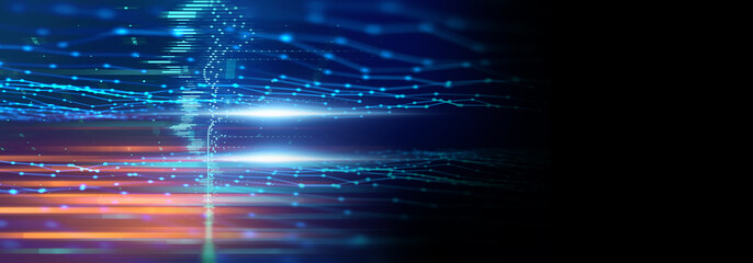 Aufkleber - defocused image of  fiber optics lights abstract banner