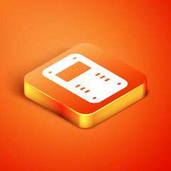 Wall Mural - Isometric Police assault shield icon isolated on orange background. Vector.