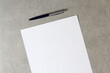© Stanislav - Template of white paper with a ballpoint pen on light grey concrete background. Concept of new idea, business plan and strategy, empty space for text