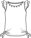 Fototapeta Dinusie - blusa con nudos para niña, escarolas, bordados