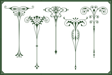 Wall Mural - Vector plant vignette for labels, sticker, tattoo and other design.