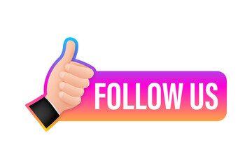 Aufkleber - button follow us on white background. vector illustration