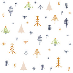 Sticker - Seamless pattern with Christmas tree. Winter forest.