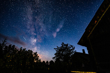 Wall Mural - overhead milky way with stars in clear summer night. country side.