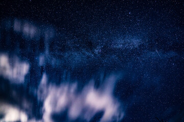 Wall Mural - overhead milky way with stars in clear summer night. country side.