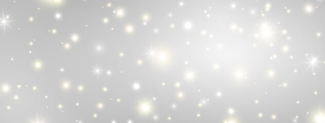 Wall Mural - glitter lights effect long banner. magic dust particles. christmas design. bright golden and white s