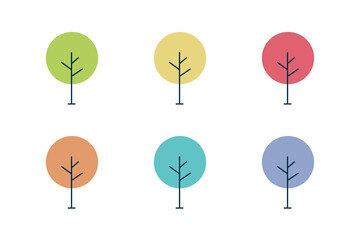 Wall Mural - logo tree with a round crown. different season. vector.