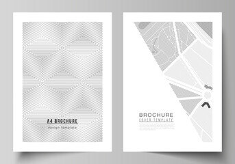 Poster - Vector layout of A4 format modern cover mockups design templates for brochure, magazine, flyer, booklet, report. Abstract geometric triangle design background using different triangular style patterns