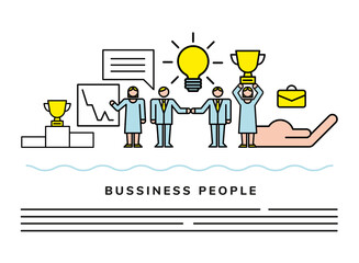 Wall Mural - business people team with bulb and trophies