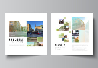 Wall Mural - vector layout of two square format covers design templates for brochure, flyer, magazine, cover desi