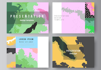 Poster - Vector layout of the presentation slides design templates, multipurpose template for presentation brochure, brochure cover. Japanese pattern template. Landscape background decoration in Asian style.