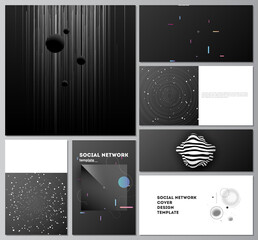 Poster - Vector layouts of modern social network mockups in popular formats for cover design, website design, website backgrounds or advertising mockups. Tech science future background, space astronomy concept