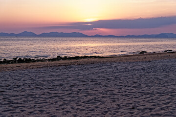 Wall Mural - Sunset on Ao Nang beach in Krabi - Thailand