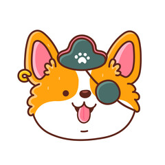 cute corgi dog in pirate hat and patch on eye