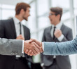 © ASDF - business partners shaking hands in the office