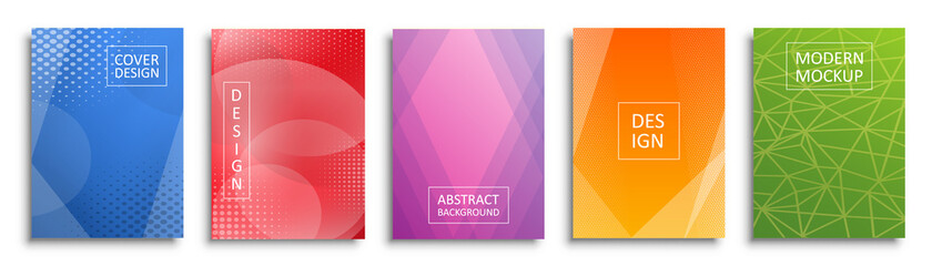 Aufkleber - Abstract paper set line pattern background mockup design. Abstract art collection colors poster. Blue yellow purple red green color backdrop for poster banner cover - stock vector