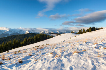 Canvas Print - Winter mountains landscape