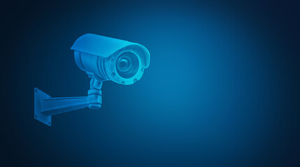 security camera system icon and statistics - 3D rendering