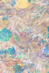Wall Mural - christmas tinsel garland. abstract iridescent background. pastel colors new year backdrop or texture