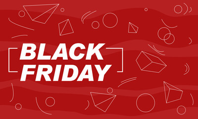 Wall Mural - Black Friday shapes. Red background. Vector.