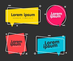 Poster - Super set different shape geometric flat banners. Modern abstract shapes for sale promotion. Modern flat style vector illustration