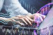 © peshkova - Double exposure of businesswoman hands typing on computer and forex chart hologram drawing. Financial analysis concept.