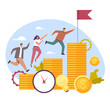 © Irina - Business office people competition for money salary concept, vector flat cartoon graphic design illustration