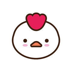 Poster - cute little hen kawaii animal line and fill style