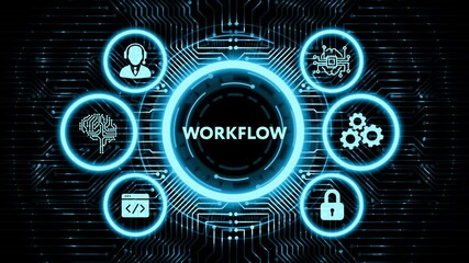 Business, Technology, Internet and network concept. Virtual screen of the future and sees the inscription: Workflow