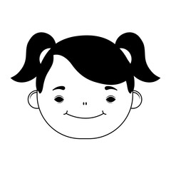 Wall Mural - happy little girl head character line style