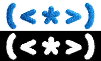 Poster - Text symbol made from fur with alpha mask, fur font, 3d alphabet. 3d illustration.