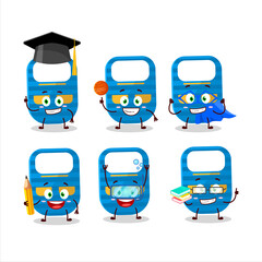 Wall Mural - School student of blue baby appron cartoon character with various expressions