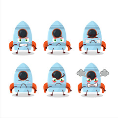 Sticker - Rocket toy cartoon character with various angry expressions