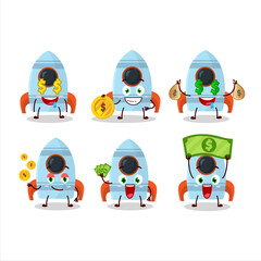 Canvas Print - Rocket toy cartoon character with cute emoticon bring money