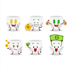 Sticker - White baby diapers cartoon character with cute emoticon bring money