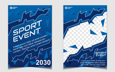 Poster - Set cover a4 background for sport event poster with dynamic gradient blue color. Vector layout design template can use for gym promotion, tournament, invitation cup, banner championship, flyer