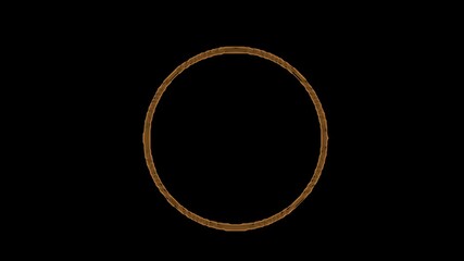Wall Mural - empty circle covered with flame of fire on black background with empty space