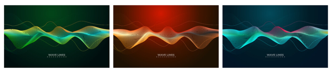 Poster - Abstract wave element for design with modern gradient colour. Digital frequency track equalizer. Luxury, stylized line art background.
