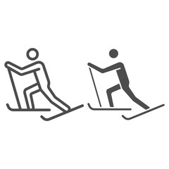 Poster - Cross-country skiing line and solid icon, Winter sport concept, skier sign on white background, Cross country skier icon in outline style for mobile concept and web design. Vector graphics.
